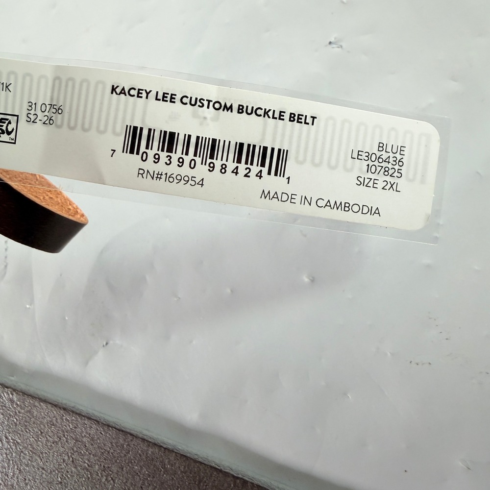 Kacey Musgrave Lee Floral Western Leather Belt Silver Custom Buckle Blue 2XL 2X - Picture 9 of 9